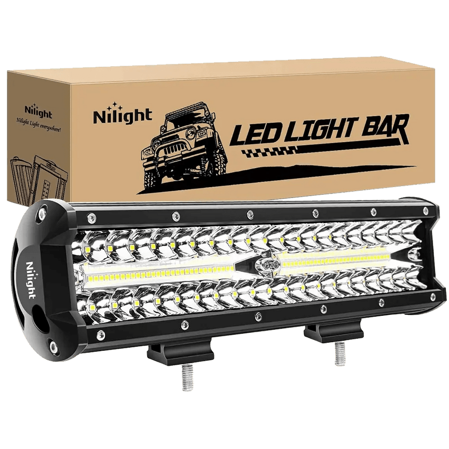 Nilight 12 Inch 300W 30000LM Triple Row Spot/Flood Led Light Bar