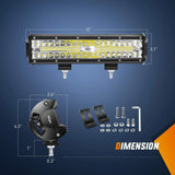 Nilight 12 Inch 300W 30000LM Triple Row Spot/Flood Led Light Bar, view 2