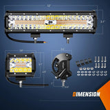 Nilight 12 Inch 300W Amber White Led Light Bar Kit | 2PCS 4 Inch 60W Light Pods | 16AWG Wire, view 2