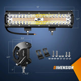 Nilight 12 Inch 300W Amber White Triple Row Spot/Flood Led Light Bar Kit | 16AWG Wire, view 2