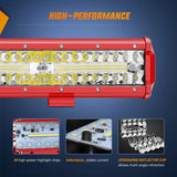 Nilight 12 Inch 300W Triple Row Red Case Spot/Flood LED Light Bars | 16AWG Wire 3Pin Switch, view 2