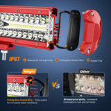 Nilight 12 Inch 300W Triple Row Red Case Spot/Flood LED Light Bars | 16AWG Wire 3Pin Switch, view 3