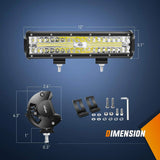 Nilight 12 Inch 300W Triple Row Spot/Flood Led Light Bar Kit | 4 Inch 60W Led Pods (Pair), view 2