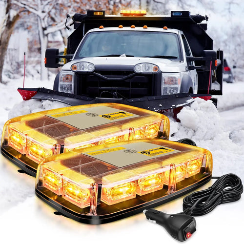 Nilight 12 Inch 48 Leds Roof Top Amber Emergency Strobe Light 2PCS