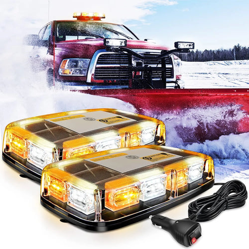 Nilight 12 Inch 48 Leds Roof Top Amber Mix White Emergency Strobe Light 2PCS