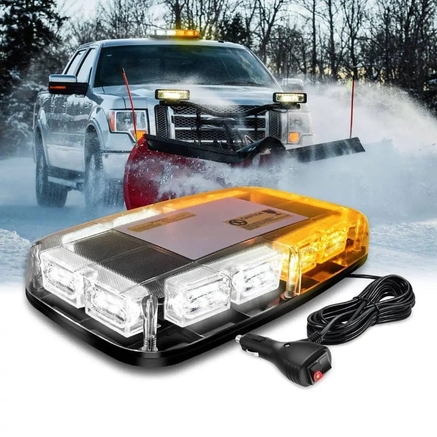 Nilight 12 Inch 48 Leds Roof Top Amber White Emergency Strobe Light