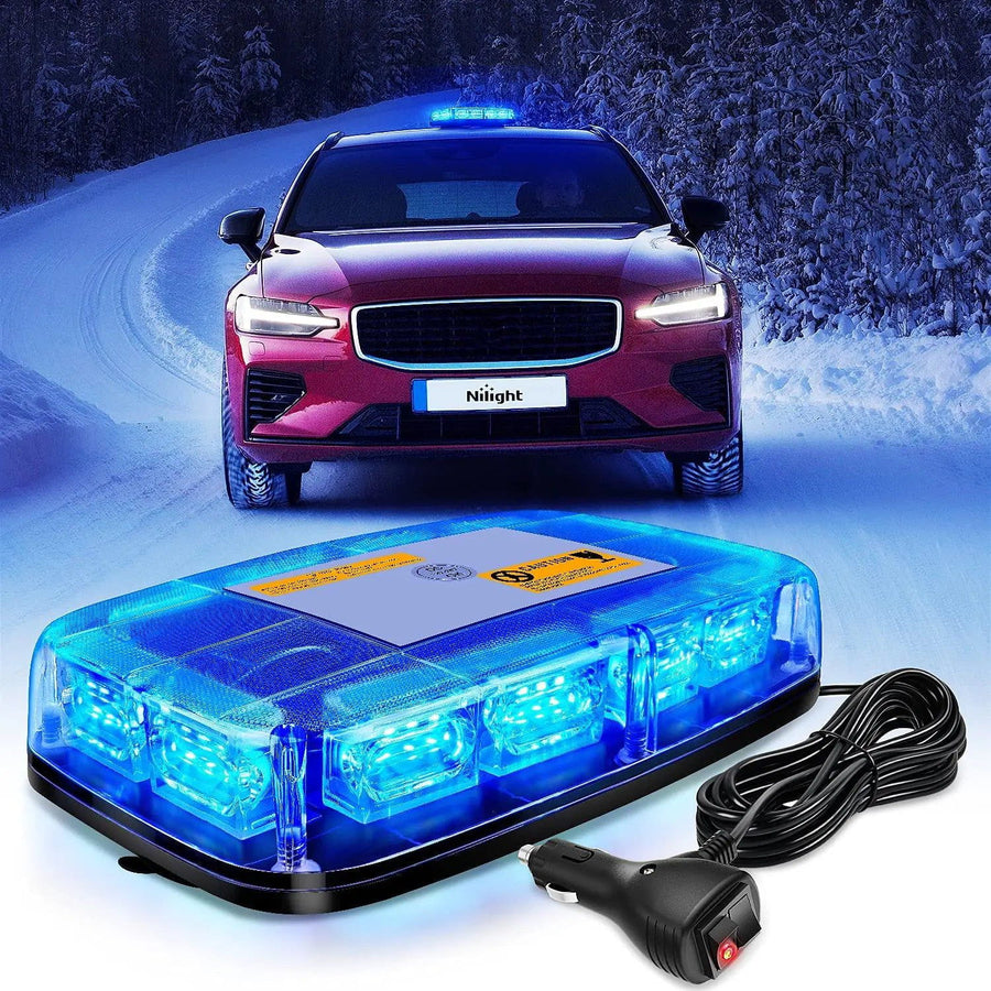 Nilight 12 Inch 48 Leds Roof Top Blue Emergency Strobe Light