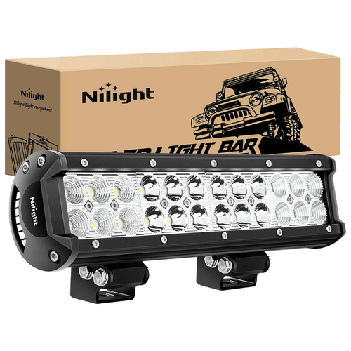 Nilight 12 Inch 72W 5000LM Double Row Spot Flood Led Light Bar
