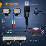 Nilight 12Inch 72W Led Light Bars 2Pcs 18W Led Pods with Wiring Harness Kit-3 Leads, view 4