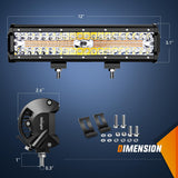 Nilight 12Inch Off-Road LED Light Bar, 300W 3 Lighting Modes (White/Amber/White&Amber) Driving Fog Light Spot Flood Lights with 16AWG Wiring Harness for Truck Car ATV SUV Jeep Boat, view 2