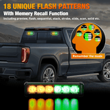 Nilight 12LED Emergency Strobe Traffic Advisor Light Bar 2 in 1 Amber Green Dash Warning Safety Flashing Lights Front/Rear Windshield Construction Lights for Trucks Cars Plow Police Vehicles, view 6