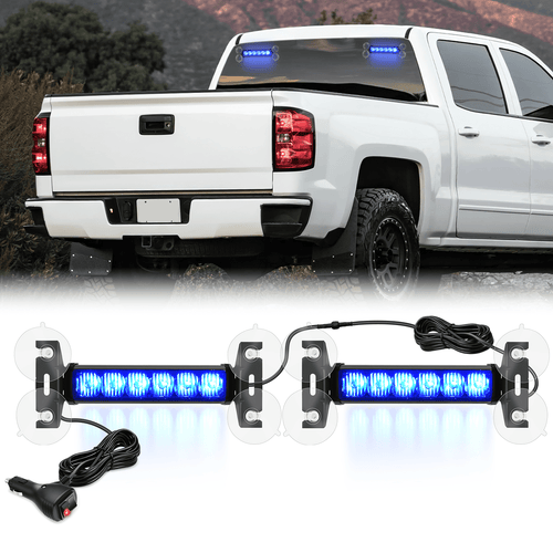 Nilight 12LED Emergency Strobe Traffic Advisor Light Bar 2 in 1 Blue Dash Warning Safety Flashing Lights Front/Rear Windshield Construction Lights for Trucks Cars Plow Police Firefighter Vehicles