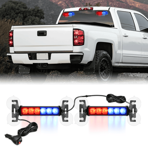 Nilight 12LED Emergency Strobe Traffic Advisor Light Bar 2 in 1 Red Blue Dash Warning Safety Flashing Lights Front/Rear Windshield Construction Lights for Trucks Cars Plow Police Firefighter Vehicles