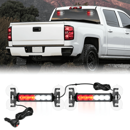 Nilight 12LED Emergency Strobe Traffic Advisor Light Bar 2 in 1 Red White Dash Warning Safety Flashing Lights Front/Rear Windshield Construction Lights for Trucks Cars Plow Police Firefighter Vehicles