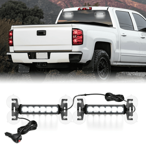 Nilight 12LED Emergency Strobe Traffic Advisor Light Bar 2 in 1 White Dash Warning Safety Flashing Lights Front/Rear Windshield Construction Lights for Trucks Cars Plow Police Firefighter Vehicles