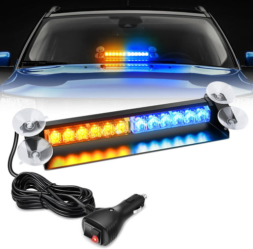 Nilight 12LED Traffic Advisor Strobe Light Bar Amber Blue Emergency Warning Hazard Safety Dash Front/Rear Windshield Flashing Lights for Cars Trucks Police Firefighter Plow Construction Vehicles
