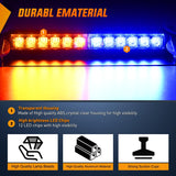 Nilight 12LED Traffic Advisor Strobe Light Bar Amber Blue Emergency Warning Hazard Safety Dash Front/Rear Windshield Flashing Lights for Cars Trucks Police Firefighter Plow Construction Vehicles, view 2