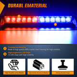 Nilight 12LED Traffic Advisor Strobe Light Bar Red Blue Emergency Warning Hazard Safety Dash Front/Rear Windshield Flashing Lights for Cars Trucks Police Firefighter Plow Construction Vehicles, view 2
