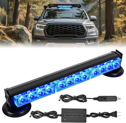 Nilight 12LED Wireless Blue Strobe Light 14 Inch Magnetic Mount 12V | Rooftop Rechargeable Portable Mini Light Bar Hazard Flash for Car Truck Trailer Snow Plow Construction 20 Flashing Modes