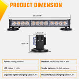 Nilight 12LED Wireless Blue Strobe Light 14 Inch Magnetic Mount 12V | Rooftop Rechargeable Portable Mini Light Bar Hazard Flash for Car Truck Trailer Snow Plow Construction 20 Flashing Modes, view 2
