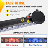 Nilight 12LED Wireless Blue Strobe Light 14 Inch Magnetic Mount 12V | Rooftop Rechargeable Portable Mini Light Bar Hazard Flash for Car Truck Trailer Snow Plow Construction 20 Flashing Modes, view 4