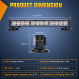 Nilight 12LED Wireless Emergency Strobe Light Amber White 14 Inch Magnetic Mount Mini Light Bar 12V Rooftop Powered Hazard Warning Flashing Lights for Car Truck Trailer Snow Plow Construction Vehicles, view 2