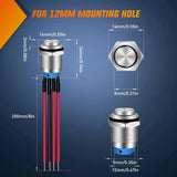 Nilight 12mm 12V Waterproof ON Off Latching Push Button Switch, view 2
