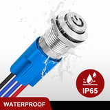 Nilight 12mm Latching Push Button Switch 6pcs LED Blue Waterproof Small Round Power Button Switches with Pre-Wiring Socket for Car Truck Boat Marine RV Vehicle, view 6