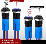 Nilight 12mm Latching Push Button Switch 6pcs LED Blue Waterproof Small Round Power Button Switches with Pre-Wiring Socket for Car Truck Boat Marine RV Vehicle, view 3