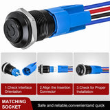 Nilight 12mm Latching Push Button Switch 6pcs LED Blue Waterproof Small Round Power Button Switches with Pre-Wiring Socket for Car Truck Boat Marine RV Vehicle, view 5