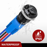Nilight 12mm Latching Push Button Switch 6pcs LED Blue Waterproof Small Round Power Button Switches with Pre-Wiring Socket for Car Truck Boat Marine RV Vehicle, view 6