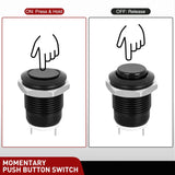 Nilight 12mm Momentary Push Button Switch 6PCS 12V Waterproof Black Metal Small Round Power Push Button Switches 2 Pin for Car Automotive Truck Boat Marine Off-Road Vehicle, view 2