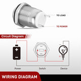 Nilight 12mm Momentary Push Button Switch 6PCS 12V Waterproof Stainless Steel Small Round Power Push Button Switches 2 Pin for Car Automotive Truck Boat Marine Off-Road Vehicle, view 2