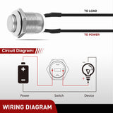 Nilight 12mm Momentary Push Button Switch 6PCS with Pre Wired Harness 12V Waterproof Stainless Steel Small Round Power Push Button Switches 2 Pin for Car Automotive Truck Boat Marine Off-Road Vehicle, view 3