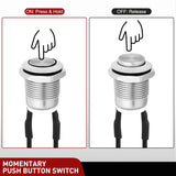 Nilight 12mm Momentary Push Button Switch 6PCS with Pre Wired Harness 12V Waterproof Stainless Steel Small Round Power Push Button Switches 2 Pin for Car Automotive Truck Boat Marine Off-Road Vehicle, view 4