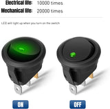 Nilight 12PCS Round Rocker Switches 12V 24V 20A Green LED Toggle swtiches SPST 3 Pin 2 Position for Car Truck Vehicle Boat Marine Rocker On Off Control, view 6