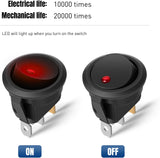 Nilight 12PCS Round Rocker Switches 12V 24V 20A Red LED Toggle swtiches SPST 3 Pin 2 Position for Car Truck Vehicle Boat Marine Rocker On Off Control, view 6
