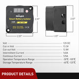 Nilight 12V 140 AMP Dual Battery Isolator Auto Manual Voltage Sensitive Relay with Digital Voltmeter Smart VSR Automatic Charger Disconnect w/Voltmeter for Truck RV UTV Boat Can Am, view 4