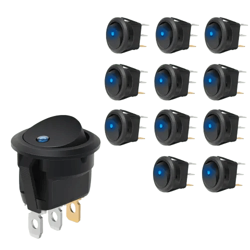 Nilight 12Pcs 12V 20A Round Blue LED SPST Toggle Switch