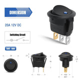 Nilight 12Pcs 12V 20A Round Blue LED SPST Toggle Switch, view 2