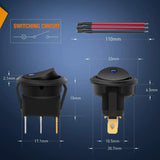 Nilight 12Pcs 12V 20A Round Toggle LED Switch With Wires, view 2