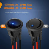 Nilight 12Pcs 12V 20A Round Toggle LED Switch With Wires, view 4
