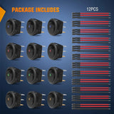 Nilight 12Pcs 12V 20A Round Toggle LED Switch With Wires, view 6