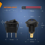 Nilight 8Pcs 12V 20A Round Toggle LED Switch With Wires, view 3