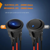 Nilight 8Pcs 12V 20A Round Toggle LED Switch With Wires, view 4