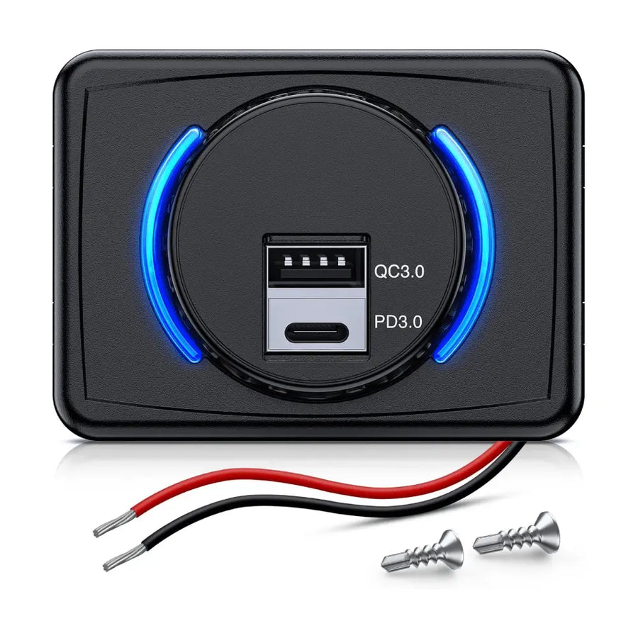 Nilight 12V 24V PD Type C USB Charger 3A Car Outlet