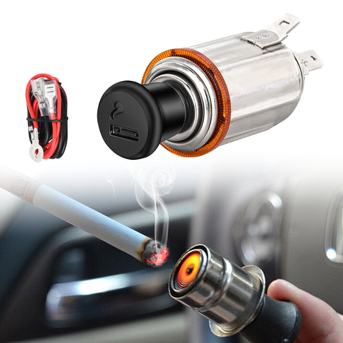 Nilight 12V Cigarette Lighter Car Replacement Socket with Terminals Wires Built-in Fuse auto cigarette lighter adapter push button car accessory replacement plug for Car Truck RV ATV UTV Marine Boat