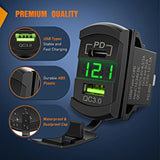 Nilight Green Rocker Switch Style Charger PD Type C QC 3.0 USB, view 3