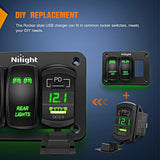 Nilight Green Rocker Switch Style Charger PD Type C QC 3.0 USB, view 4