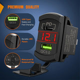 Nilight Red Rocker Switch Style Charger PD Type C QC 3.0 USB, view 3